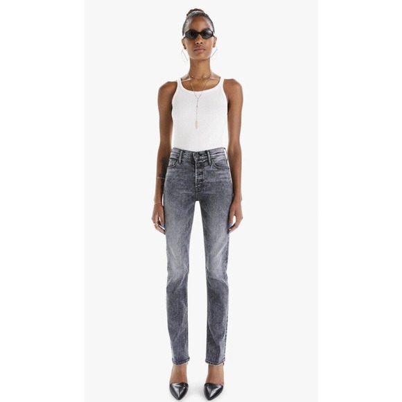 MOTHER Denim - Mother The Pixie Dazzler Skimp Size 32 High Rise Striaght Leg Jeans Train Stop